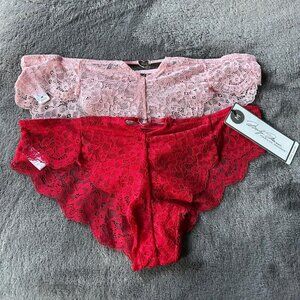 New Red and Pink Lace Panties sz M